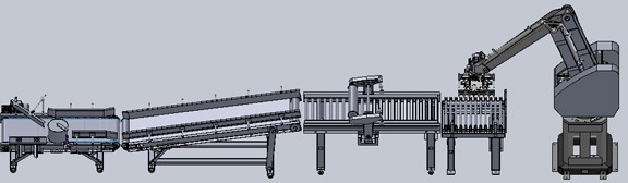 機(jī)器人碼垛輸送線(xiàn)示意圖